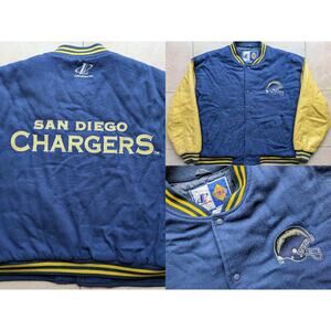 San Diego Chargers 90s LOGO ATHLETIC bomber Wool jacket L navy Classic NFL vtg